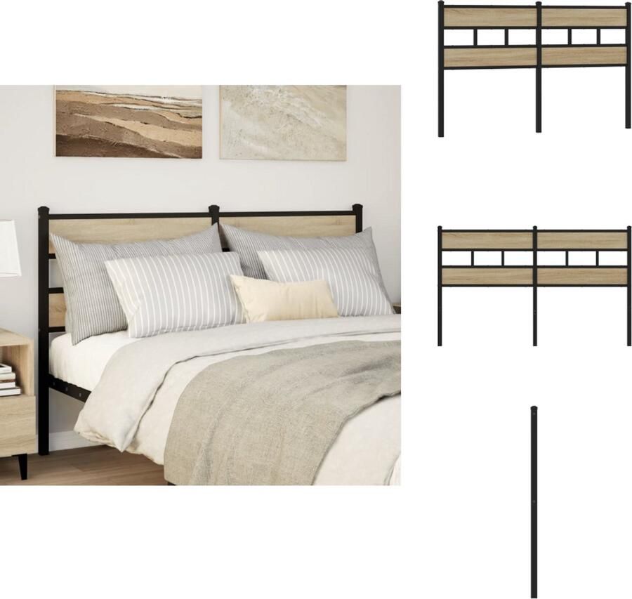 VidaXL Bed Hoofdbord Bedhoofdbord Hoofdbord Bed Hoofdeinde Bed Hoofdbord 150 cm ijzer en bewerkt hout sonoma eikenkleurig