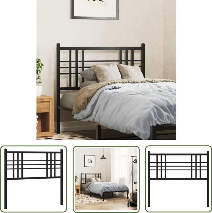 VidaXL Bed Hoofdbord Hoofd Bord Hoofdbord 90 cm metaal zwart Staal Hoofdbord Zwarte Hoofdbord 90 Cm