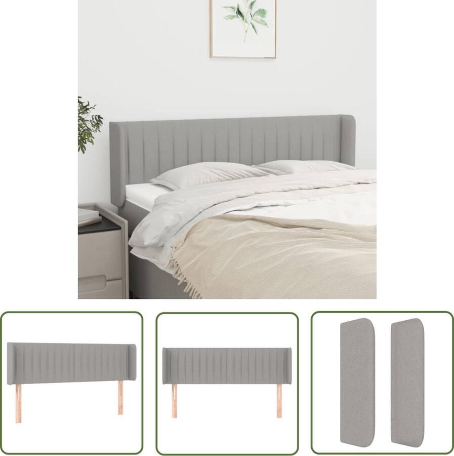 The Living Store Hoofdbord Classic Lichtgrijs 147 x 16 x 78 88 cm Duurzaam stof Houten poten Verstelbare hoogte Hoofd Bord Bed Hoofdbord Hoofdkussen Klassiek Hoofdbord Grijs Hoofdbord