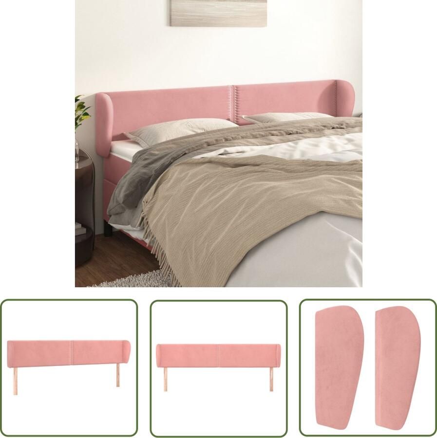 The Living Store Hoofdbord met randen 183x23x78 88 cm fluweel roze Hoofd Bord Bed Hoofdbord Klassiek Hoofdbord Roze Hoofdbord Velvet Hoofdbord