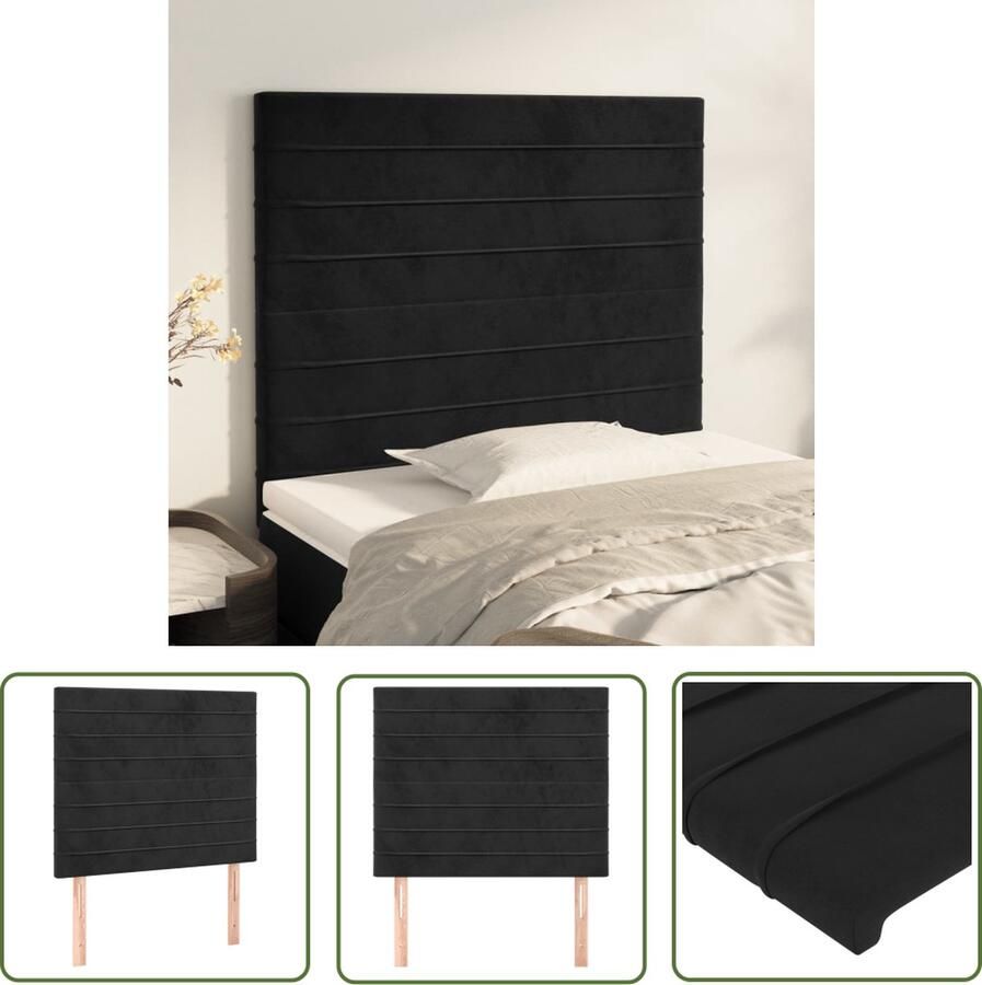 The Living Store Hoofdeinde Fluwelen Stof 100x5x118 128 cm Zwart Stevige Houten Poten Verstelbare Hoogte Comfortabele Ondersteuning Hoofd Bord Bed Hoofdbord Velvet Hoofdbord Zwart Hoofdbord Met Pootjes