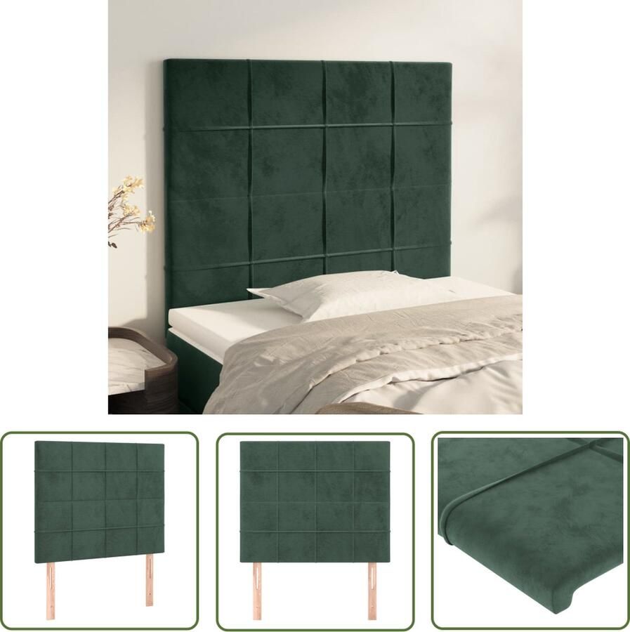 The Living Store Hoofdborden 2 st 80x5x78 88 cm fluweel donkergroen Hoofd Bord Bed Hoofdbord Velvet Hoofdbord Donkere Groene Hoofdbord Kopen