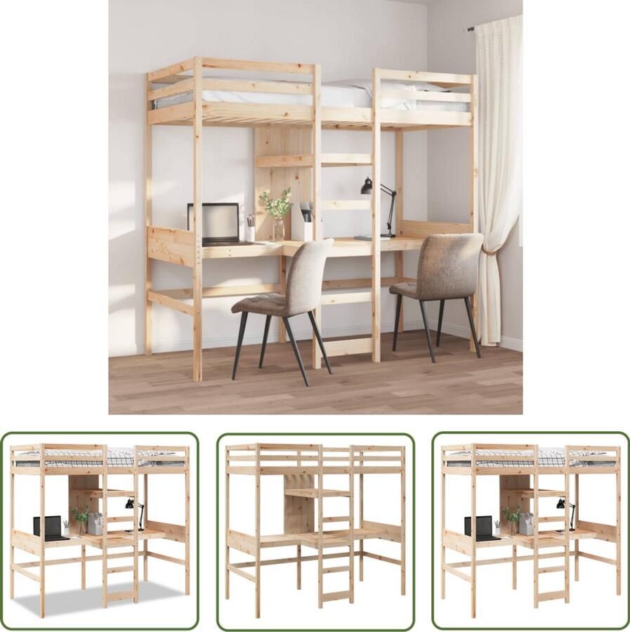 VidaXL Hoogslaper zonder matras massief grenenhout 75x190 cm Hoogslaper Bed Kinderkamer Slaapkamer Houten Bed