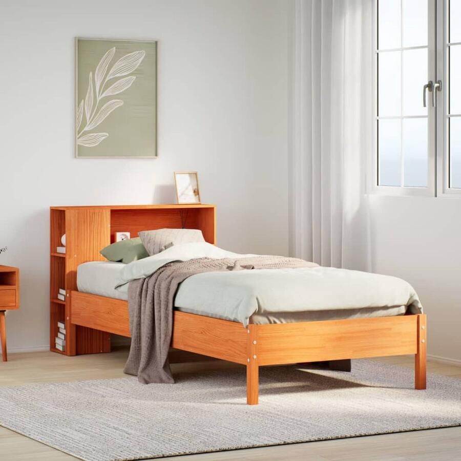 VidaXL Bed met Boekenkast Grenenhout 75x190 cm Bed Frame Houten Bed Tweepersoonsbed Stapelbed Kinderbed Boekenkastenbed Compact Bed Moderne Slaapkamer Landelijke Slaapkamer Rustige Slaapkamer Eenvoudig Te Monteren - Foto 2