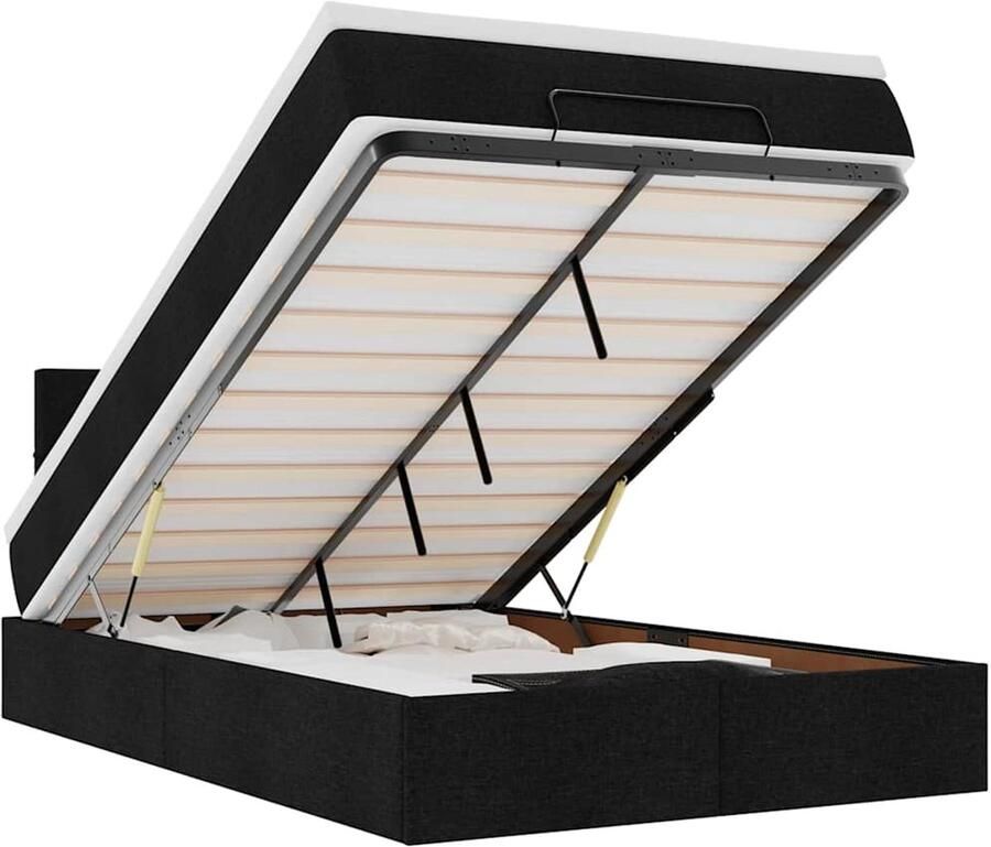 VidaXL Ottoman bed met matras 120x190 cm stof zwart