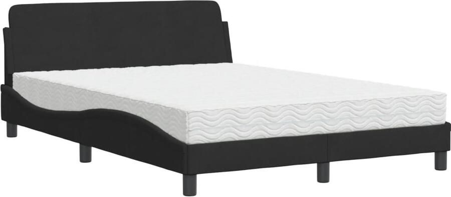 VidaXL Bed met matras Dover fluweel zwart 140x200 cm - Foto 2