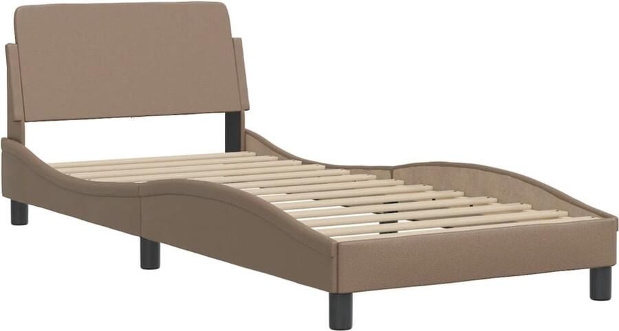 VidaXL Bedframe zonder matras Zadar kunstleer cappuccinokleurig 90x200 cm - Foto 5