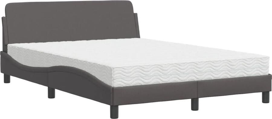 VidaXL Kunstleder Bed Slaapcomfort Bed met matras Hvar kunstleer grijs 120x200 cm Boxspring Bed Tweepersoonsbed Modern Bed - Foto 3