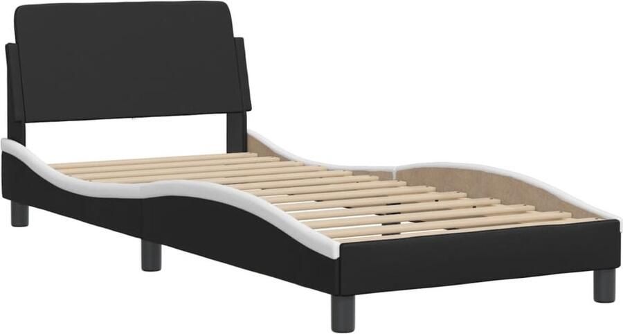 VidaXL Bedframe zonder matras Zadar kunstleer zwart en wit 80x200 cm