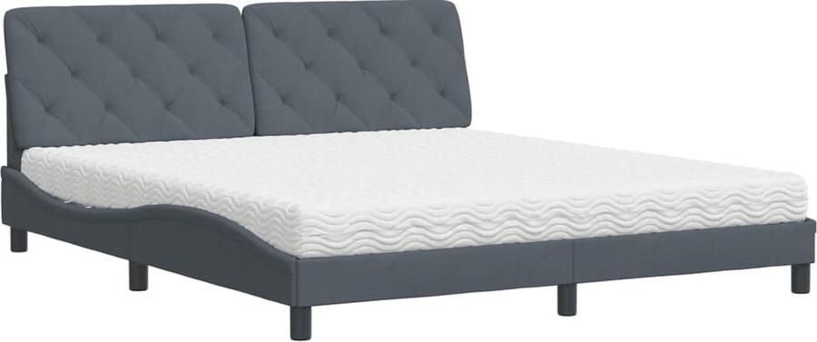 Vida XL Bed met matras fluweel donkergrijs 180x200 cm SKU: V3208671