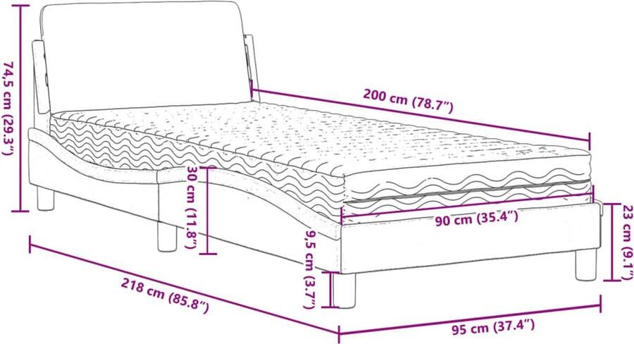 VidaXL Bedframe zonder matras Zadar kunstleer cappuccinokleurig 90x200 cm - Foto 4