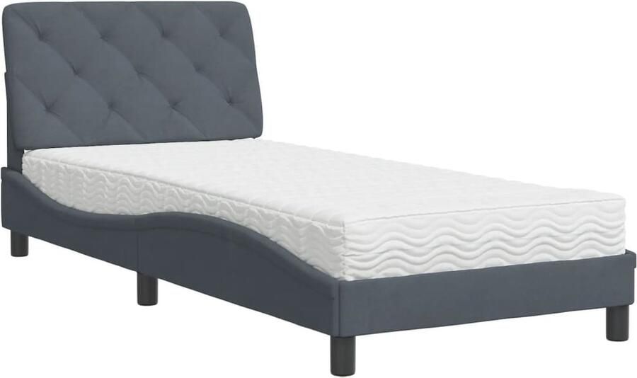 Vida XL Bed met matras fluweel donkergrijs 90x190 cm SKU: V3208629 - Foto 2
