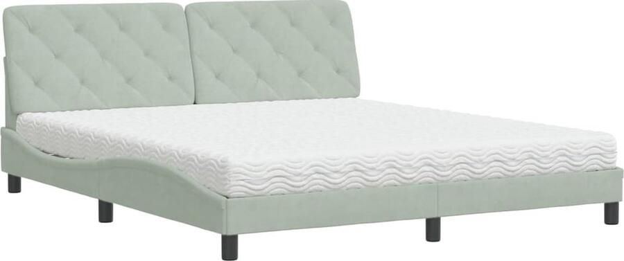 Vida XL Bed met matras fluweel lichtgrijs 180x200 cm SKU: V3208670 - Foto 2