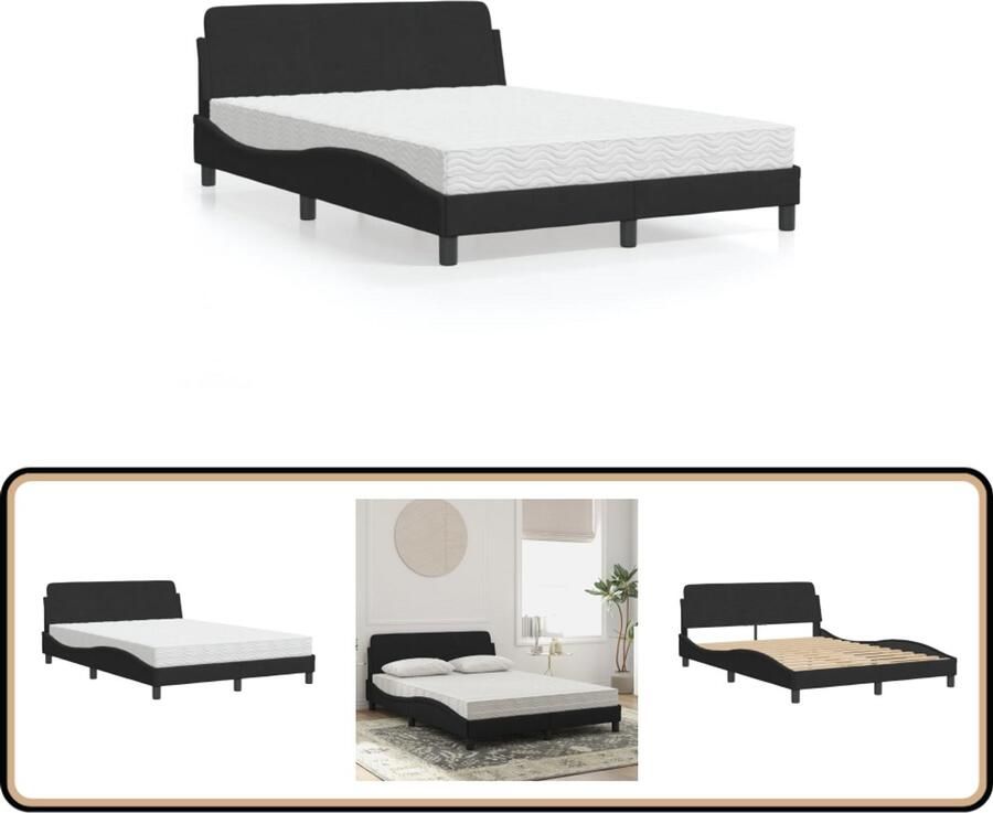 VidaXL Bed met matras fluweel zwart 140x200 cm
