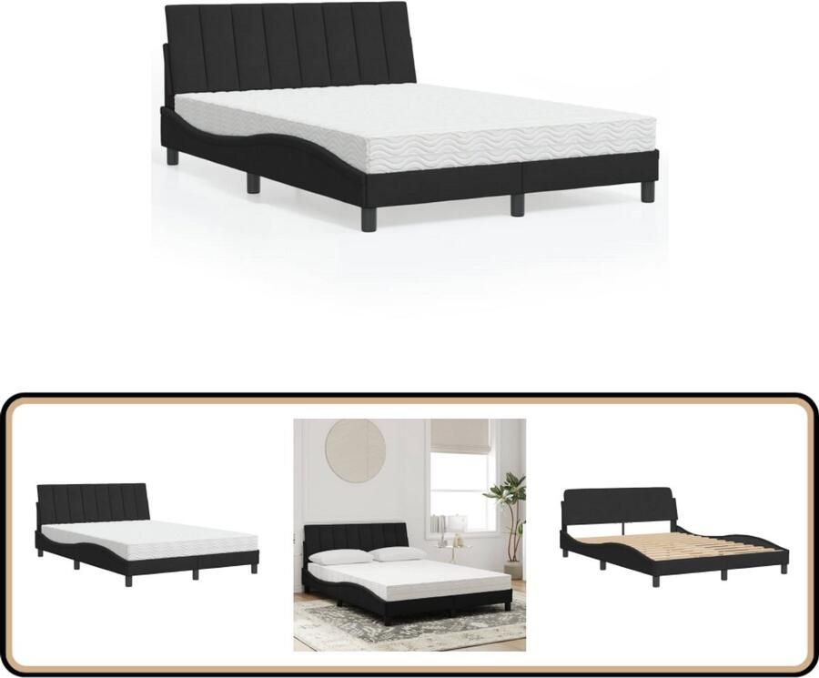 VidaXL Bed met matras fluweel zwart 140x200 cm