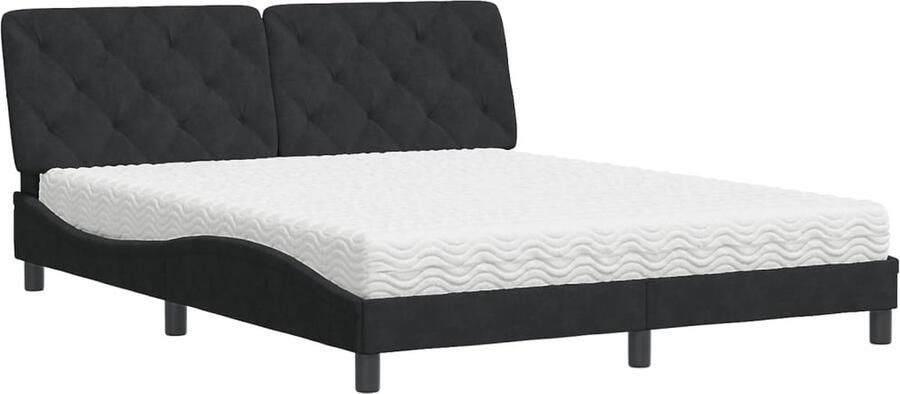 VidaXL -Bed-met-matras-fluweel-zwart-160x200-cm - Foto 2