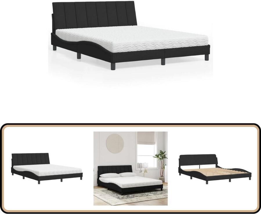 VidaXL Bed met matras fluweel zwart 160x200 cm