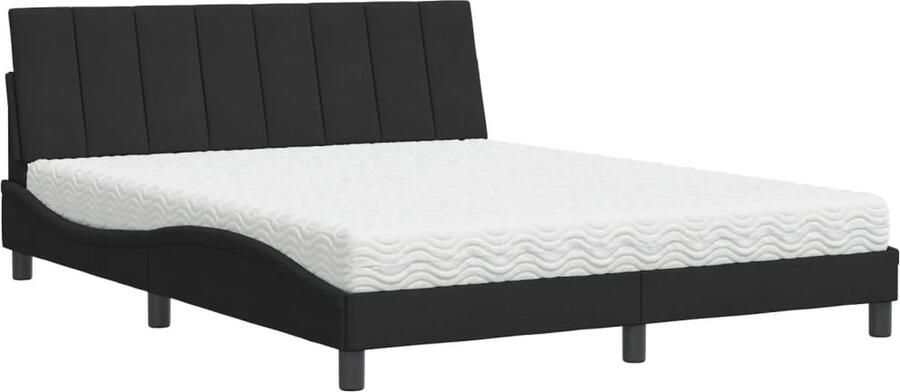 VidaXL Bed met matras Hanko fluweel zwart 160x200 cm