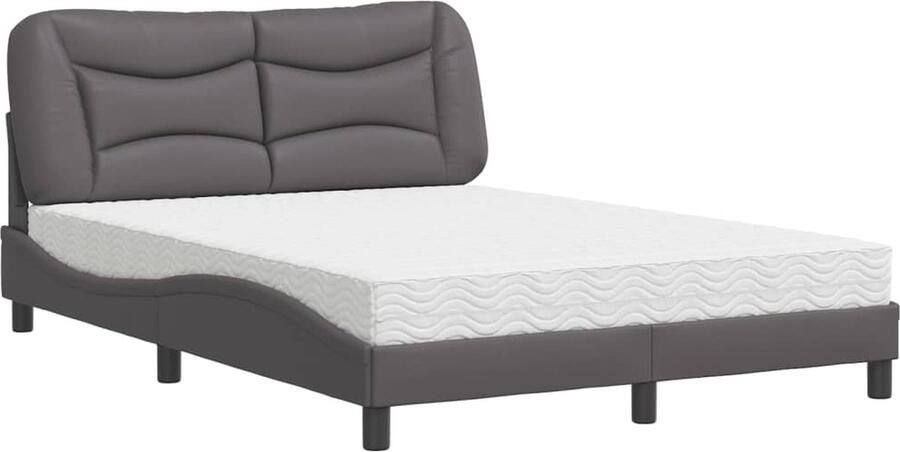 VidaXL Kunstleder Bed Slaapcomfort Bed met matras Hvar kunstleer grijs 120x200 cm Boxspring Bed Tweepersoonsbed Modern Bed - Foto 4