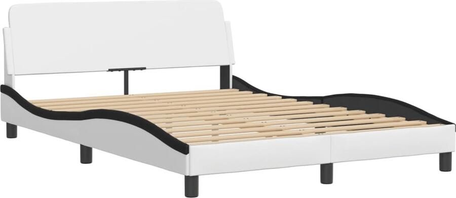 VidaXL Bedframe zonder matras Zadar kunstleer zwart en wit 120x200 cm - Foto 2