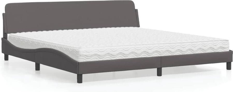 VidaXL Bed met matras Dover kunstleer grijs 200x200 cm - Foto 5