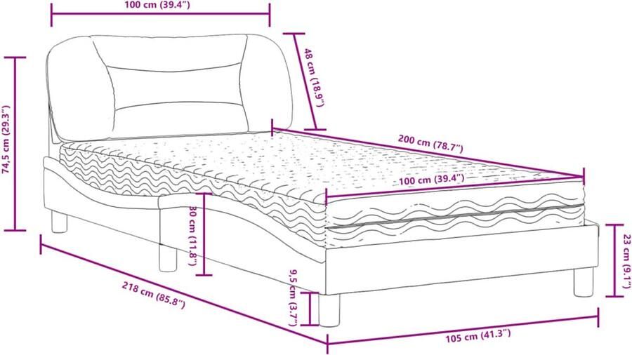 VidaXL Bedframe zonder matras Zadar kunstleer cappuccinokleurig 100x200 cm - Foto 3