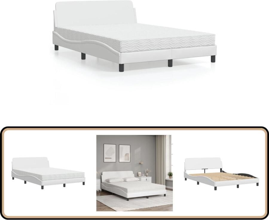 Vida XL Bed met matras kunstleer wit 140x200 cm SKU: V277571