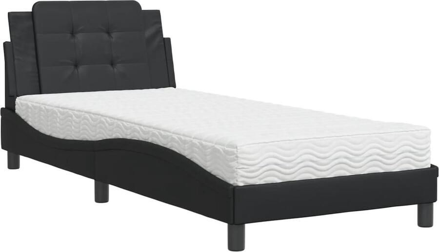 Vida XL Bed met matras kunstleer zwart 90x200 cm SKU: V3208838