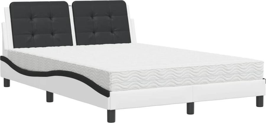 VidaXL Bedframe zonder matras Zadar kunstleer zwart en wit 120x200 cm - Foto 3