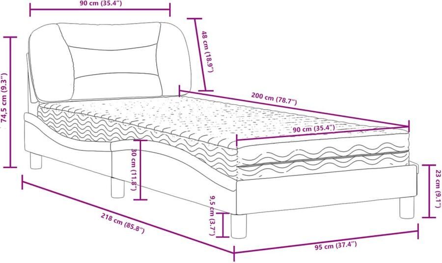 VidaXL Bedframe zonder matras Zadar kunstleer cappuccinokleurig 90x200 cm - Foto 3
