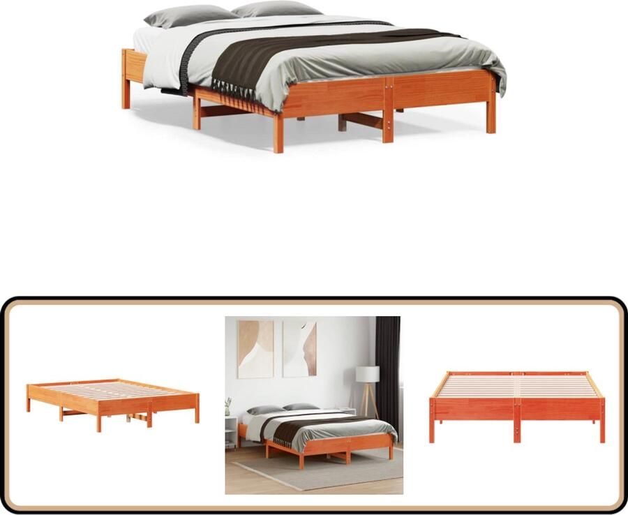 VidaXL Bed met matras massief grenenhout wasbruin 140x190 cm