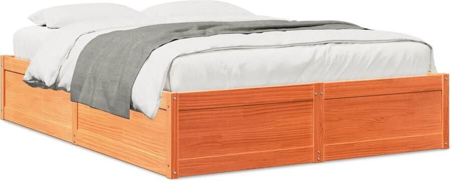 VidaXL Bed met matras massief grenenhout wasbruin 140x190 cm