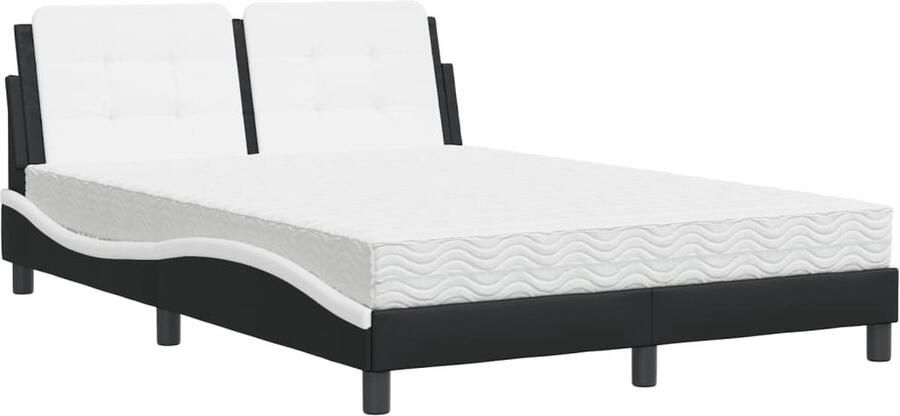 VidaXL Bedframe zonder matras Zadar kunstleer zwart en wit 120x200 cm