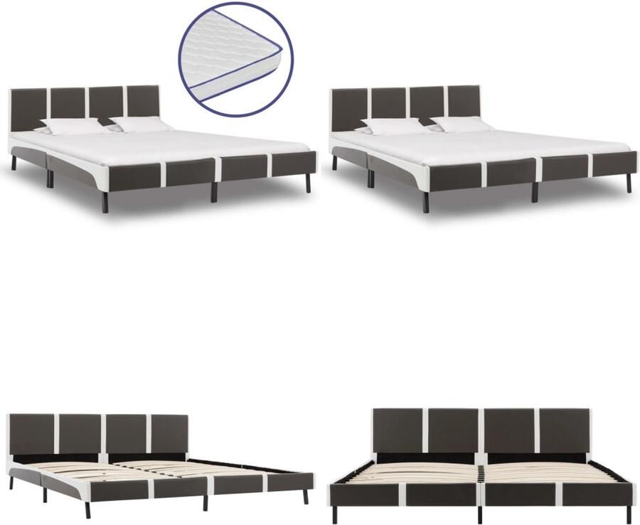 VidaXL Bed met traagschuim matras kunstleer 180x200 cm Bed Bedden Tweepersoonsbed Tweepersoonsbedden