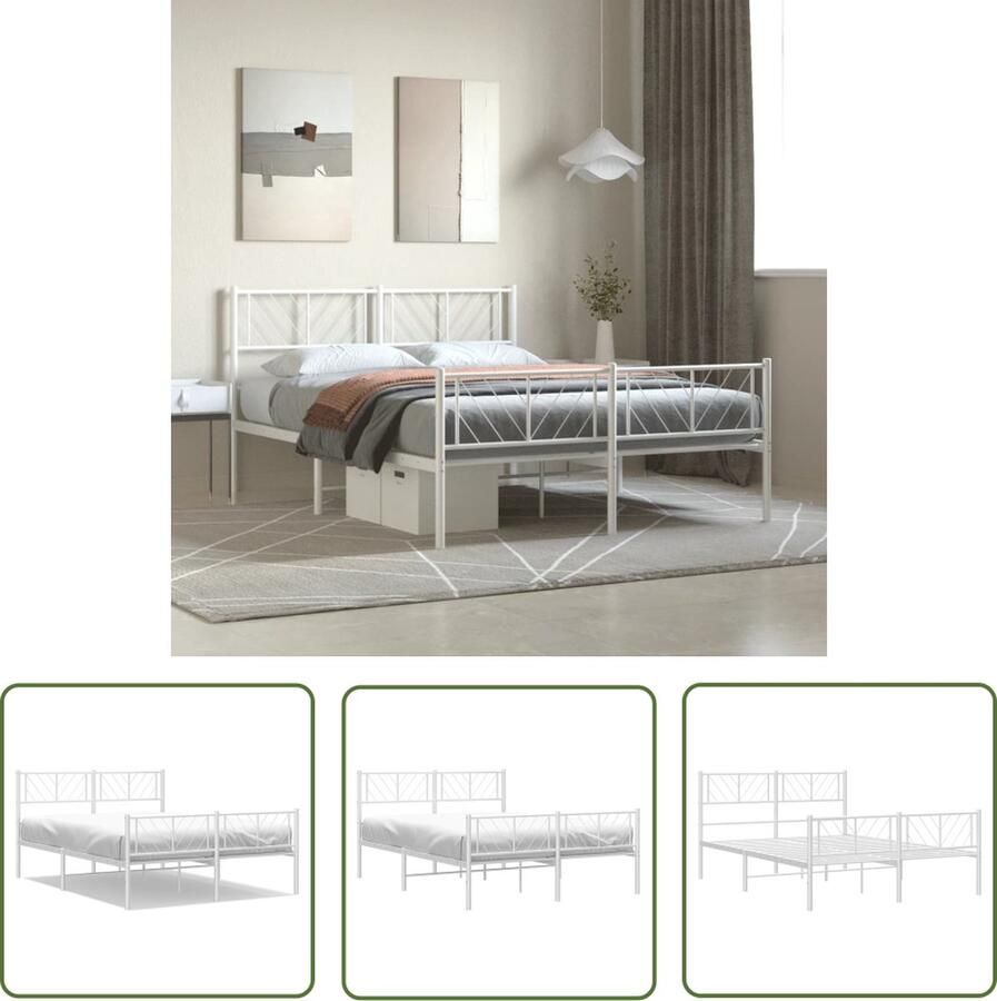The Living Store metalen bedframe Classic s Bedden 207 x 146 x 90 cm wit staal opbergruimte Metalen Bedframe Bed Slaapcomfort Boxspring Tweepersoonsbed