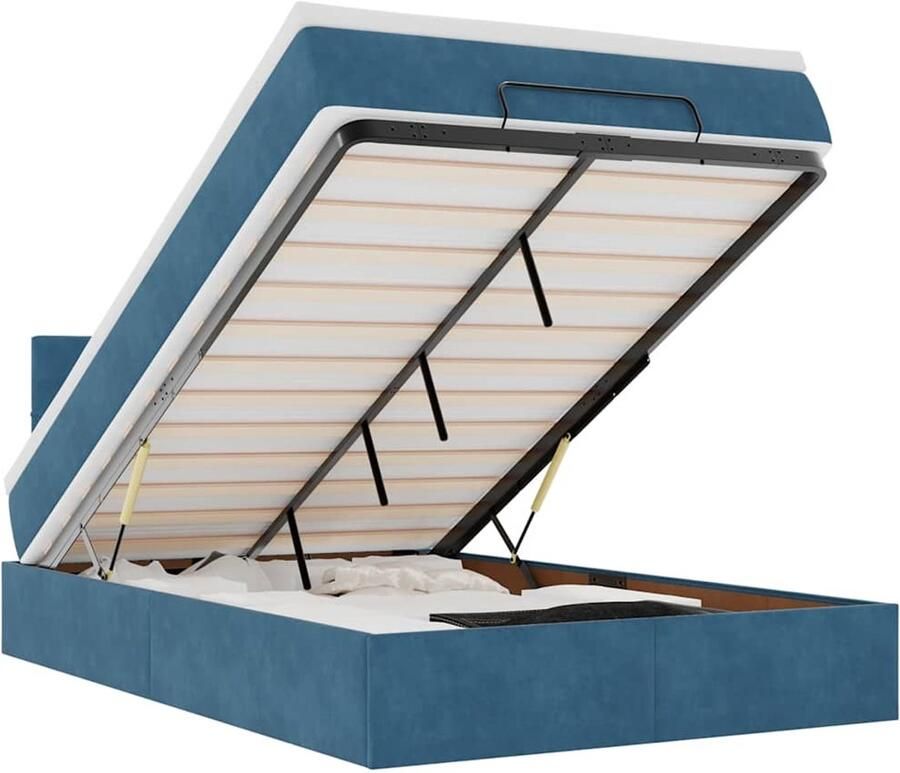 VidaXL Ottoman bed met matras 120x190 cm fluweel donkerblauw