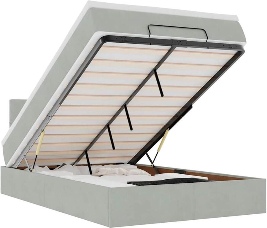 VidaXL Ottoman bed met matras 120x190 cm fluweel lichtgrijs