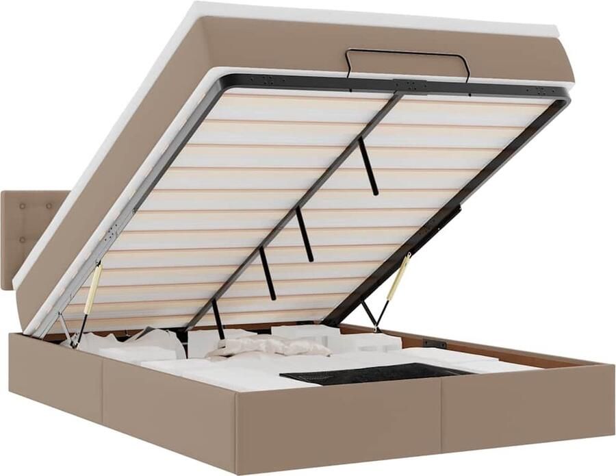 VidaXL Bedframe met matras 140x200cm kunstleer cappuccinokleurig