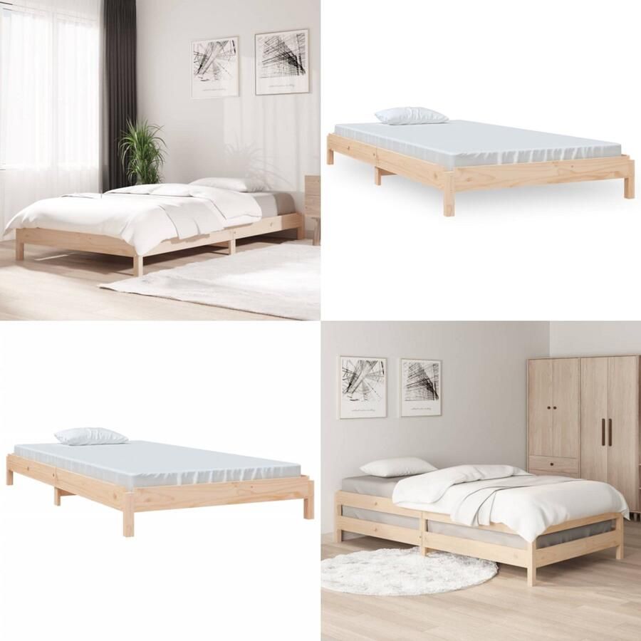 VidaXL Bed stapelbaar 100x200 cm massief grenenhout Stapelbaar Bed Stapelbare Bedden Slaapmeubel Bedframe
