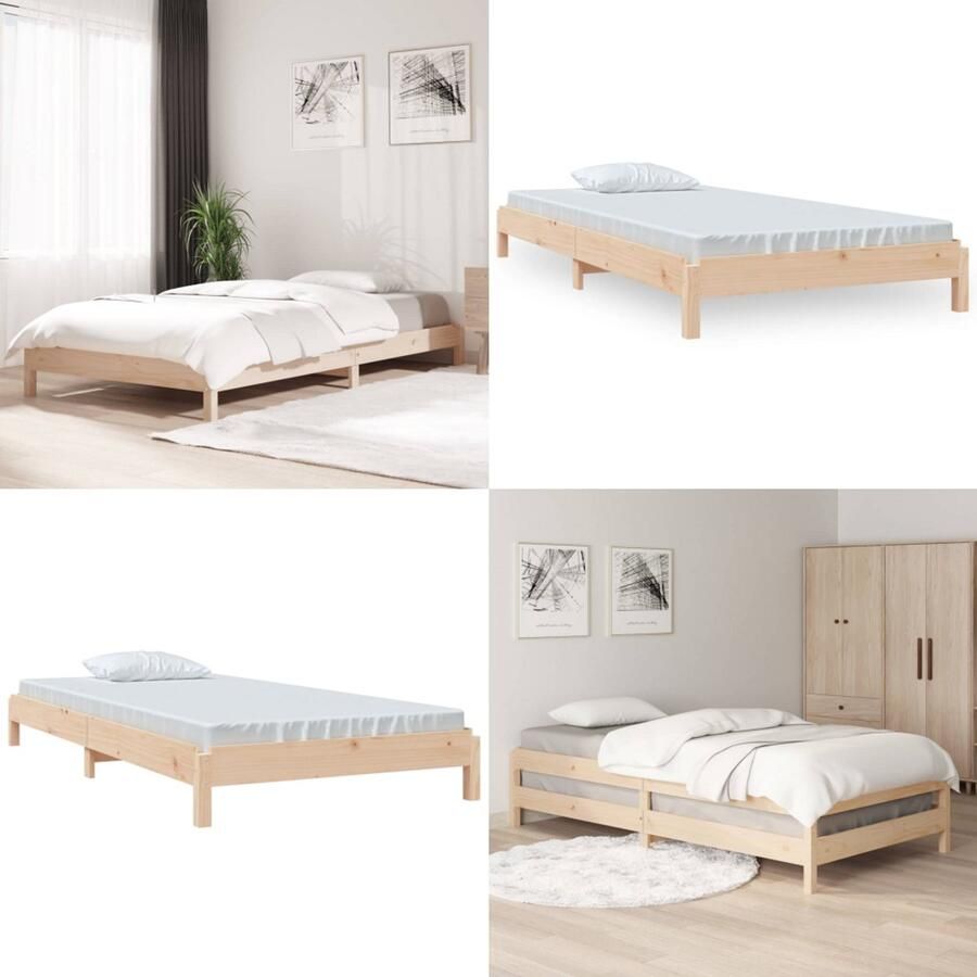 VidaXL Bed stapelbaar 75x190 cm massief grenenhout Stapelbaar Bed Stapelbare Bedden Slaapmeubel Bedframe