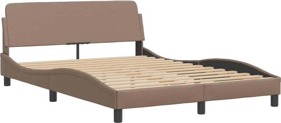 VidaXL Bedframe met hoofdbord kunstleer cappuccinokleurig 120x200 cm - Foto 3