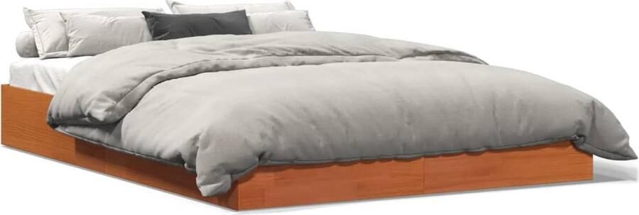 VidaXL Bed zonder matras massief grenenhout wasbruin 140x190 cm - Foto 2