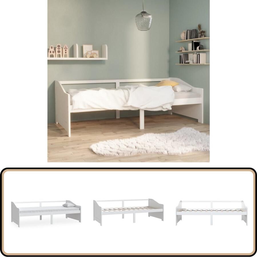 VidaXL Bedbank 3-zits 90x200 cm Wit Slaapbank Bedbank Logeerbed Grenenhout Meubels Witte Meubelen Kleine Slaapbank Compact Bed Één Persoons Bed Stapelbare Bank