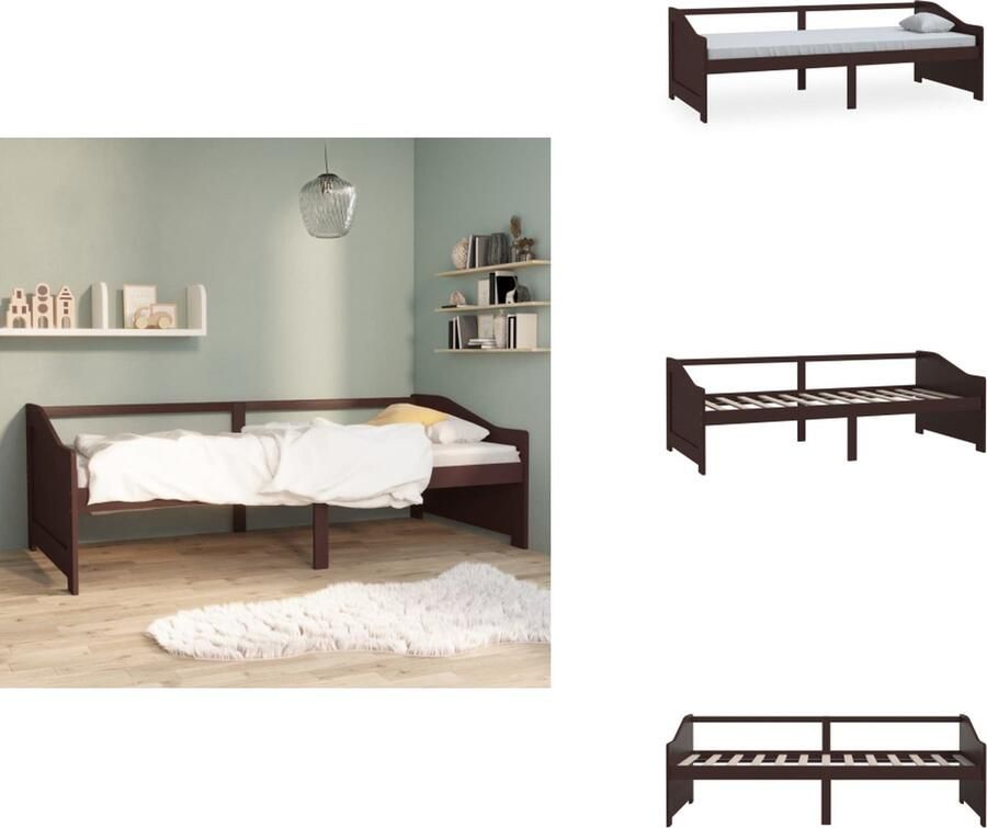 VidaXL Bedbank Bedbanken Bed Bank Bed Banken Bedbank 3-zits massief grenenhout donkerbruin 90x200 cm