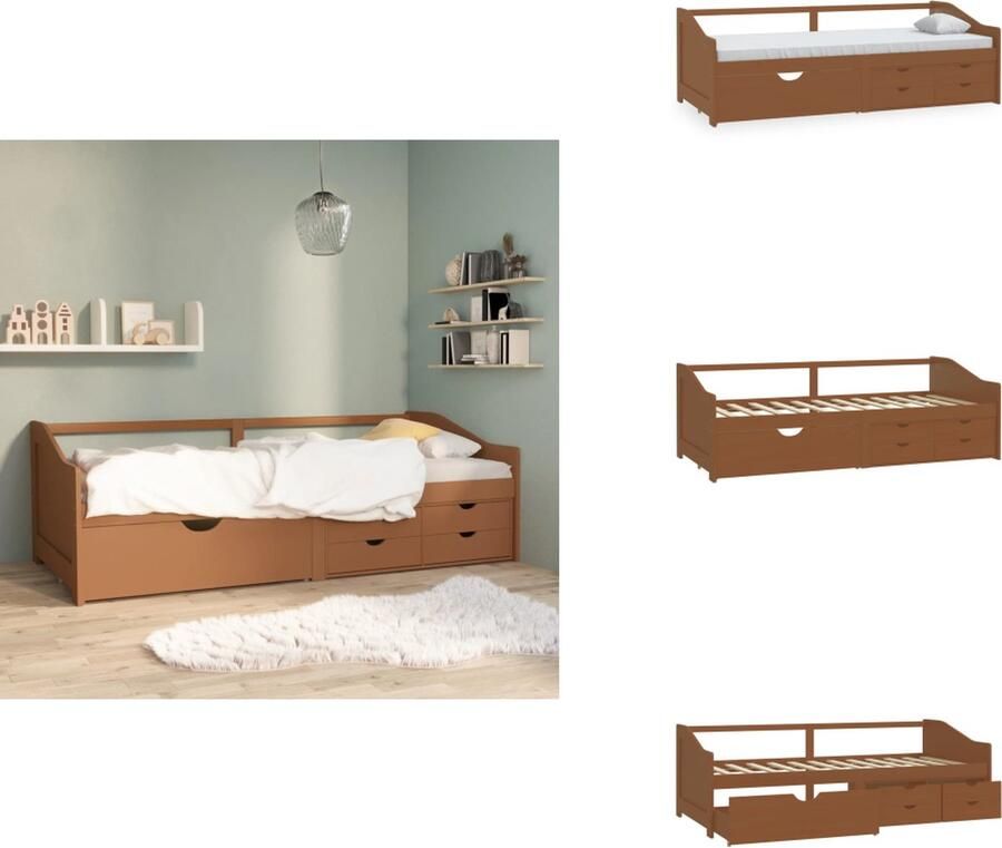 VidaXL Bedbank Bedbanken Bed Bank Bed Banken Bedbank 3-zits met lades grenenhout honingbruin 90x200 cm
