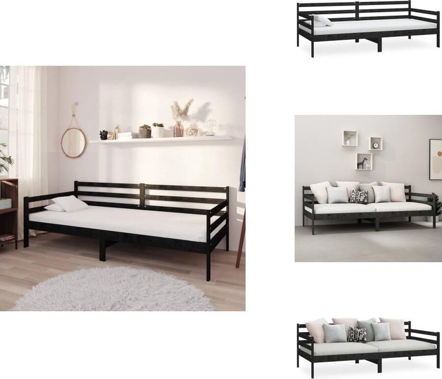 VidaXL Bedbank Bedbanken Bed Bank Bed Banken Bedbank massief grenenhout zwart 90x200 cm