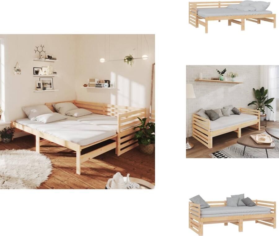 VidaXL Bedbank Bedbanken Bed Bank Bed Banken Slaapbank uitschuifbaar massief grenenhout 2x(90x200) cm