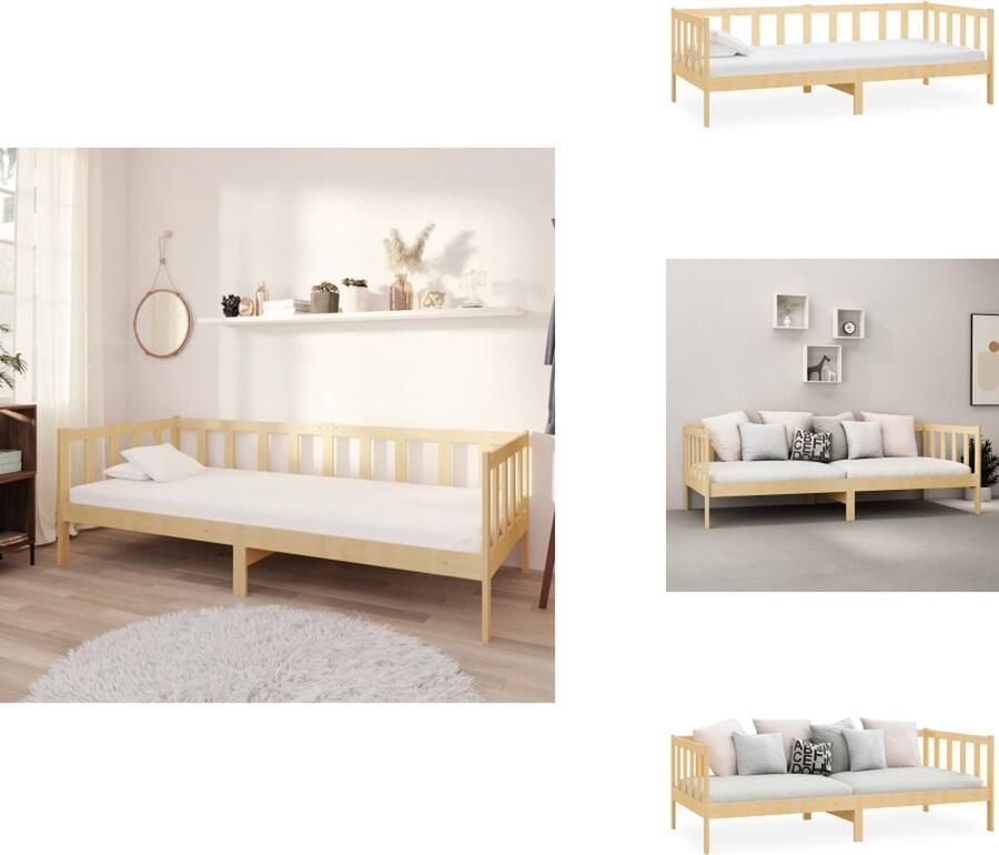 VidaXL Bedbank Massief grenenhout 203 x 98 x 66 cm Logeerbed en bank Geschikte matras 90 x 200 cm Montage vereist Bed