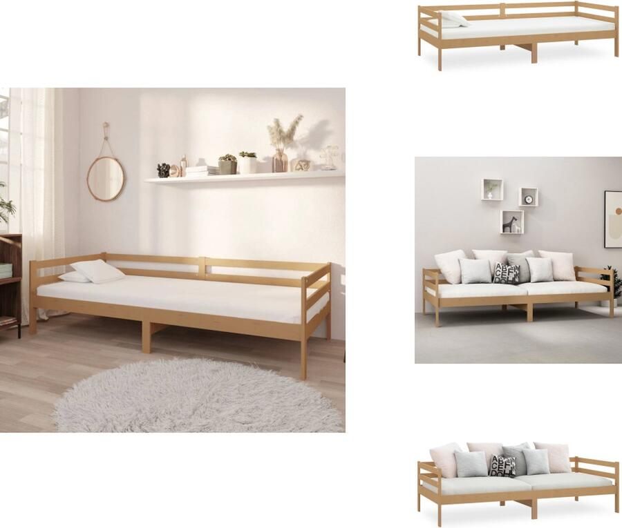 VidaXL Bedbank Bedbanken Bed Bank Bed Banken Slaapbank massief grenenhout honingbruin 90x200 cm