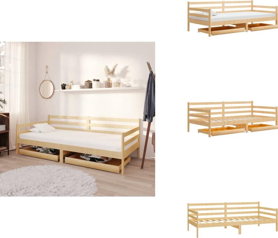 VidaXL Bedbank Bedbanken Bed Bank Bed Banken Slaapbank met lades massief grenenhout 90x200 cm